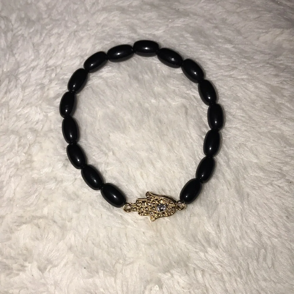 Black and Gold Beaded Bracelet Set